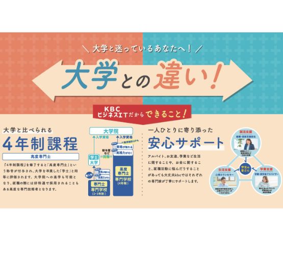 大学と迷っているあなたへ【KBCビジネス&ITと大学との違い】はココ！！